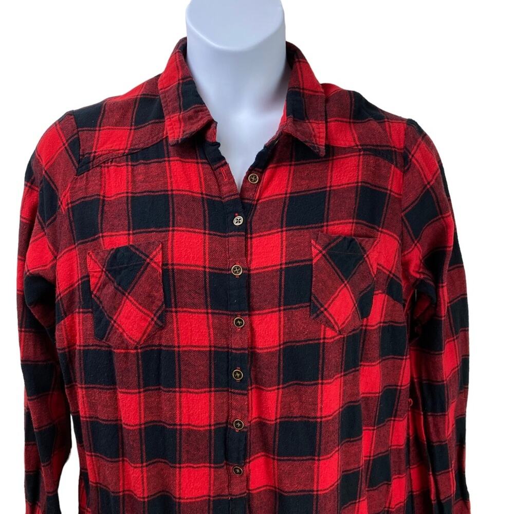 Merona Sleep Shirt Buffalo Plaid Size XXL Red Black - Picture 2 of 6